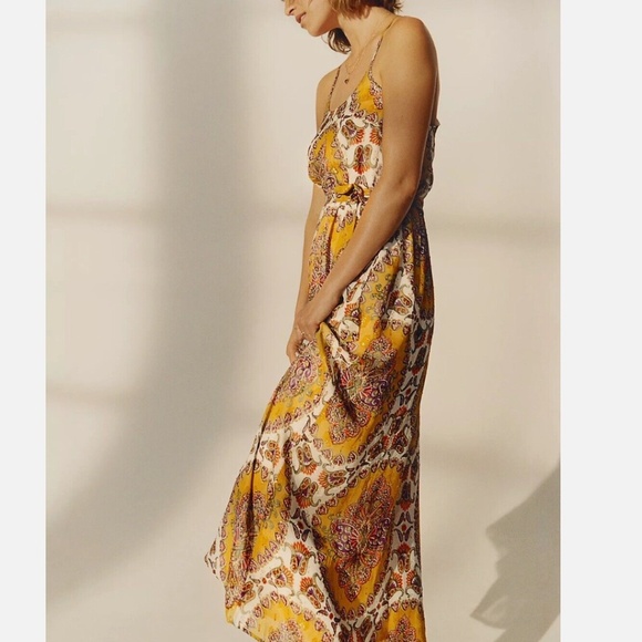 Anthropologie Akemi + Kin Medallion Maxi Dress yellow gold - S - Picture 3 of 15